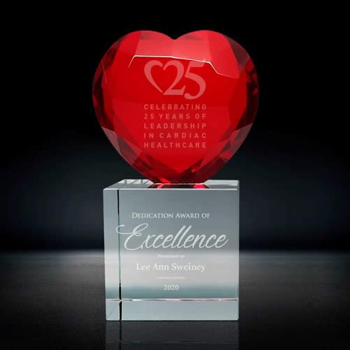 gem cut crystal red heart award gem cut crystal red heart award