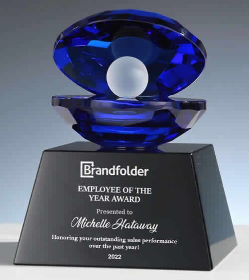 blue crystal ocean pearl shell trophy