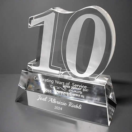 crystal 10 year anniversary award