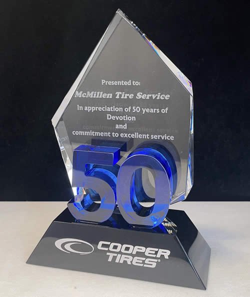 crystal 50 year anniversary award