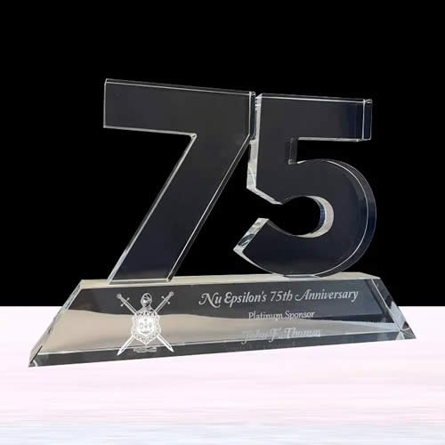 crystal long service award, crystal 75 year anniversary award