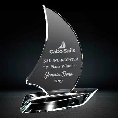 crystal sailing boat award