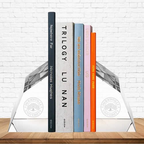 engraved crystal bookends gift