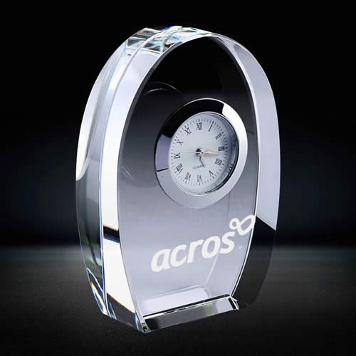 engraved crystal desk clock gift