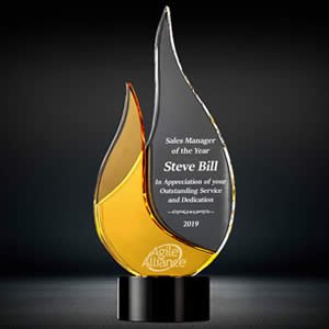 custom crystal flame award for executive recognition