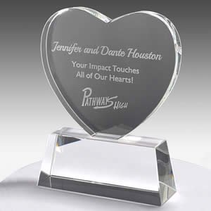 custom crystal heart award for employee appreciation