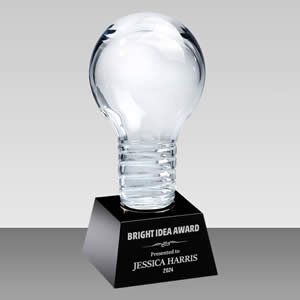 custom crystal light bulb award for energy companies