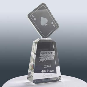 custom crystal poker trophy for casino industry